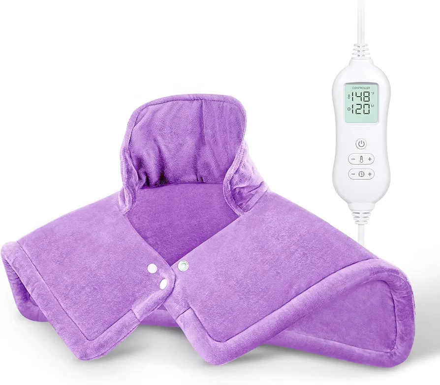NOWWISH Heating Pad for Neck and Shoulder Pain Relief, Auto Shut-Off, Moist Heat, Birthday Christmas Gifts for Women, Men, Mom or Dad, Purple, 17"x23"