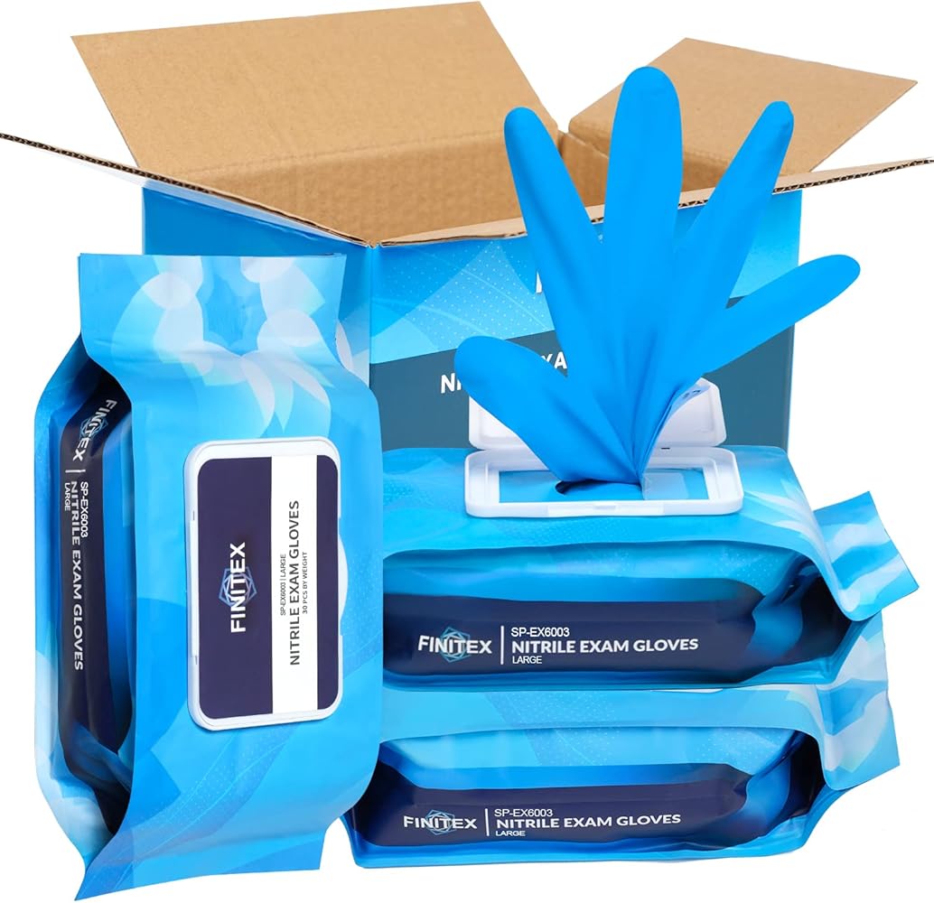 FINITEX Nitrile Disposable Latex Free Exam Gloves - 5mil 12 inch Long Powder Free Cooking Tattoo Food Medical Cleaning Gloves