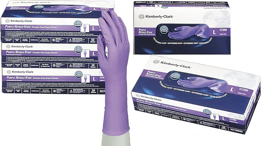 Kimberly-Clark Purple Nitrile Xtra Exam Gloves, Large, Bx/50