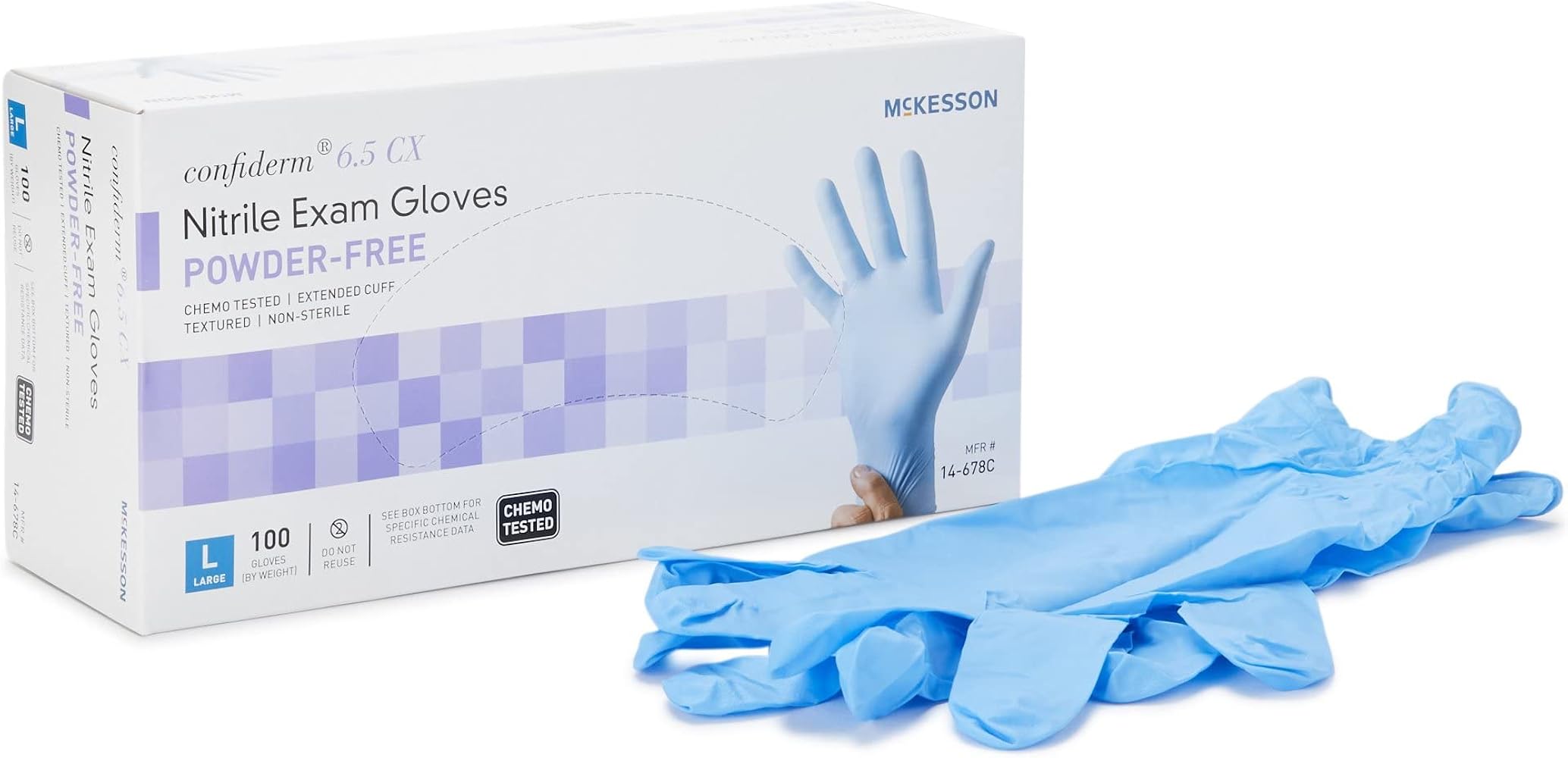 McKesson Nitrile Exam Gloves - Disposable Latex-Free Medical Gloves - Size Large, 100 Count, 1 Box