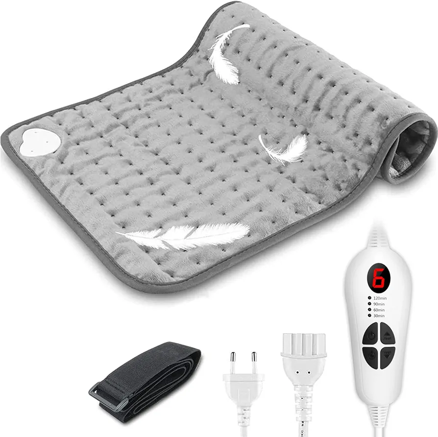 Qfun Heating Pad for Back - 12" x 24" Fast Heat Pad Neck and Shoulde Electric Heating Pad for Period Cramps with 6 Heat Settings & Auto Shut-Off,Christmas Gifts for Women, Men