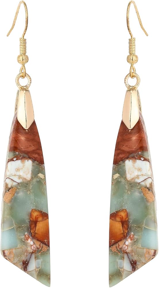 Plumiss Women Natural Stone Earrings Unique Healing Gemstone Energy Hypoallergenic Lightweight Dangle Drop Earrings Multiple Styles Earrings Jewelry for Birthday Party Gift