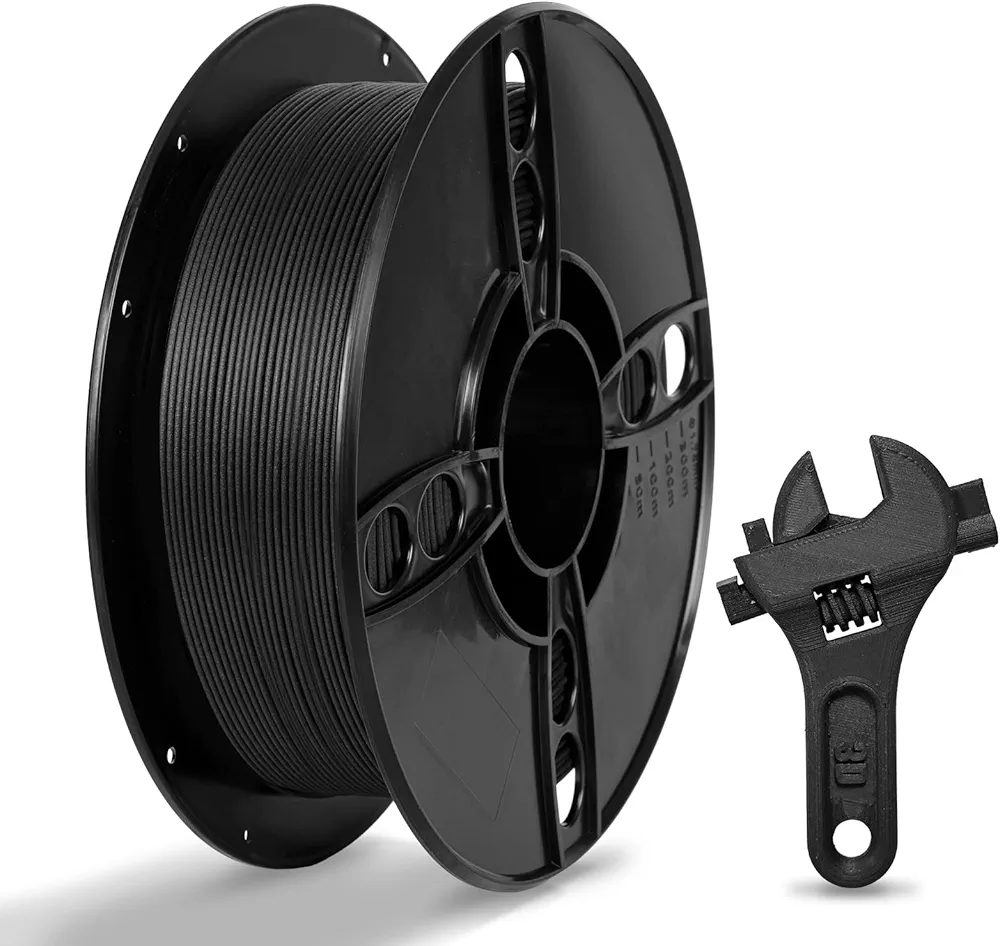 TRONXY Carbon Fiber Filament 1.75mm, Carbon Fiber PLA 3D Printer Filament, High-Accuracy +/- 0.05 mm, Carbon Black Pla Filament for Most 3D Printers, 1KG Spool(2.2 lbs)
