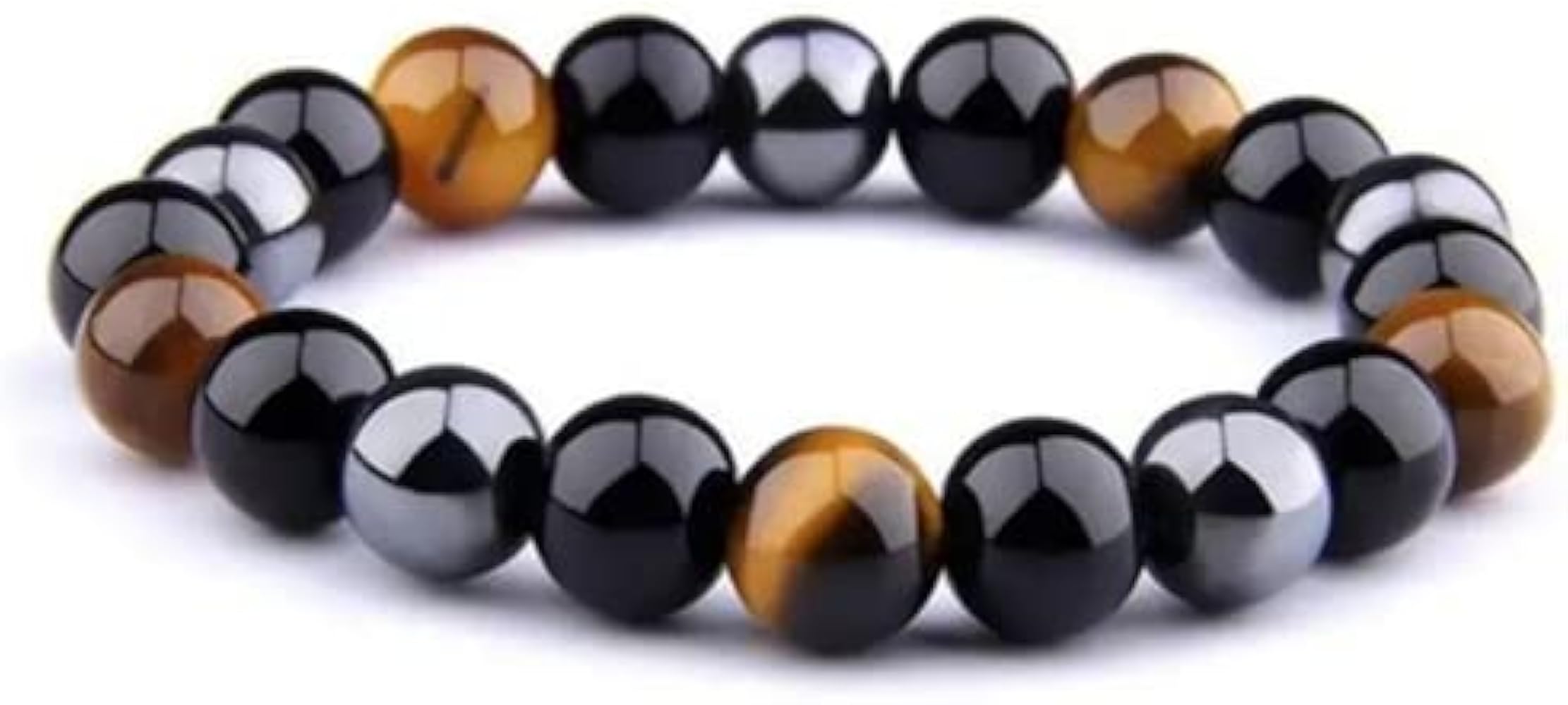 Tigers Eye Black Obsidian Natural Stone Bracelet
