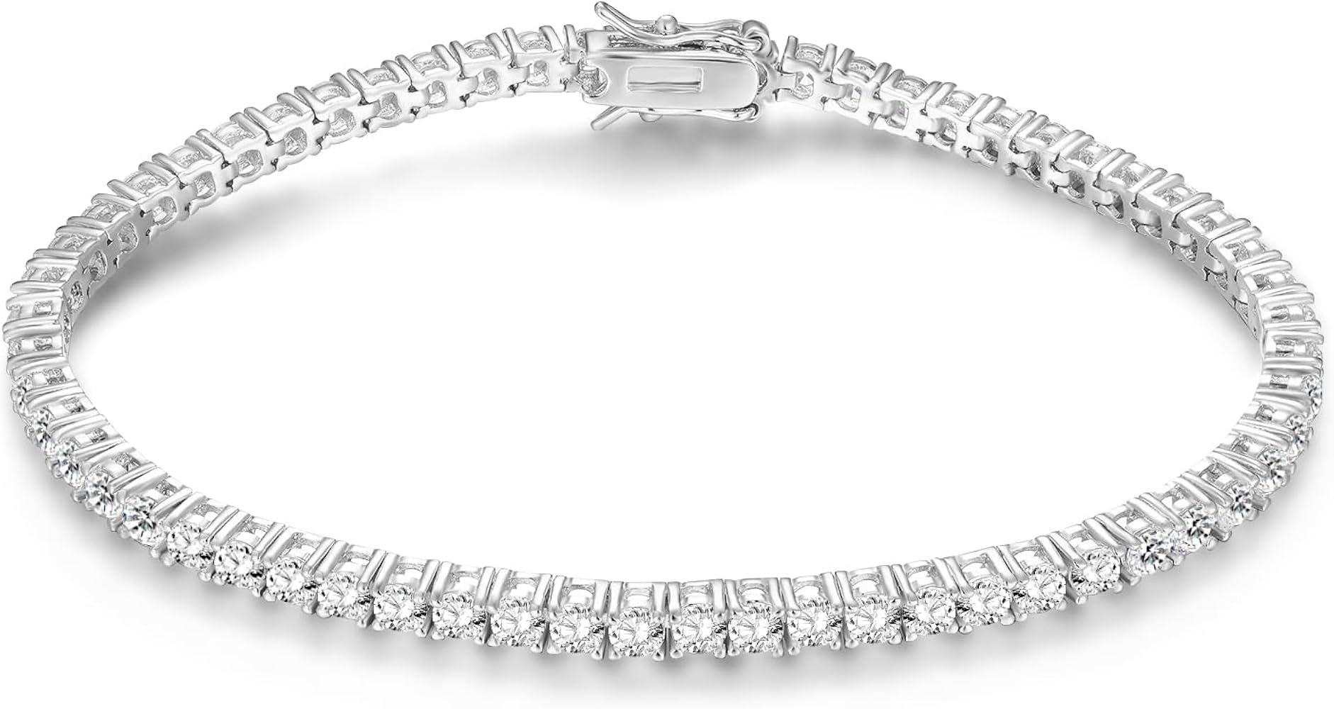Gemsme 18K White/Yellow Gold Plated 3.0 Cubic Zirconia Classic Tennis Bracelet for Women and Men 6-9 Inches