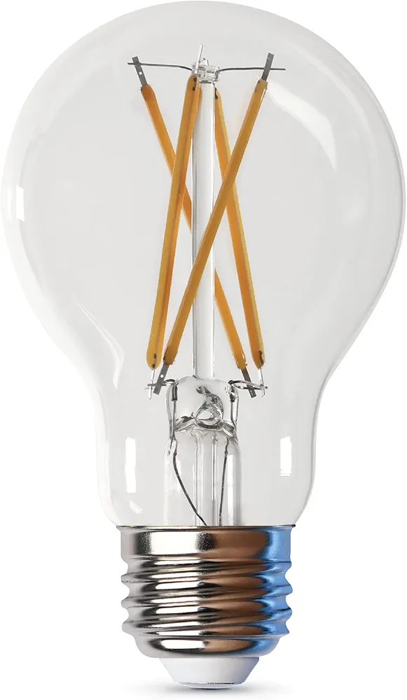 Feit Electric LED Built-in Dusk to Dawn Sensor Intellibulb - Clear Filament A19 with an E26 Medium Base Light Bulb - 60W Equivalent - 15 Year Life - 800 Lumen - 5000K Daylight