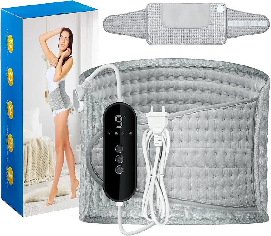 Heating Pad for Period Cramps Menstrual 12"x24"+20'' - Wrap Heating Pads for Stomach Back Pain Relief, Electric Heating Pad Adjustable 4 Timers Auto Shut Off, 9 Heat Levels, Moist Therapy