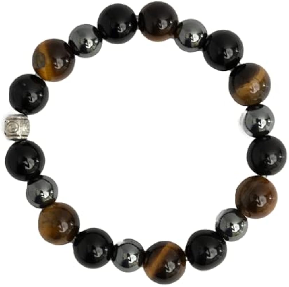 Black Obsidian Tiger Eye And Hematite Bracelet
