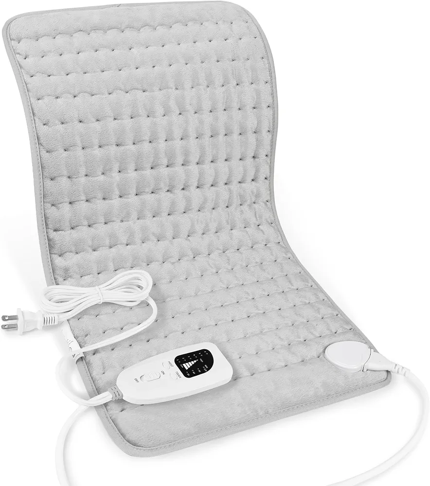 Heating Pad,Electric Heating Pads for Back,Hot Heated Pad for Abdomen,Shoulder,Knee,Multiple Temp and Auto Shut Off(Light Gray, 24''×12'')