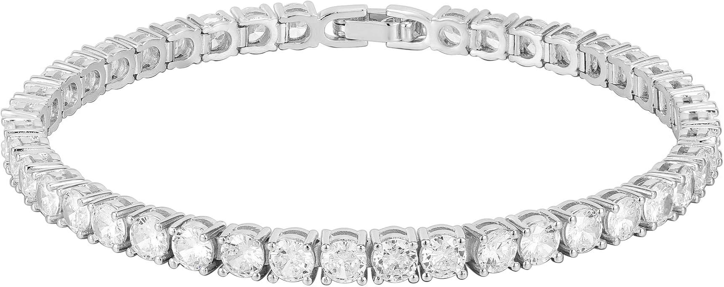 PAVOI 14K Gold Plated Cubic Zirconia Classic Tennis Bracelet | Gold Bracelets for Women | 4mm CZ, Size 6.5-7.5 Inch