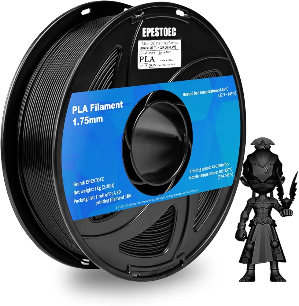 3D Printer Filament, pla Filament bundle1.75mm,PLA 3D Printer Filament Vacuum Packaging 1kg, Dimensional Accuracy +/- 0.03mm, Fit Most FDM 3D Printers (PLA deep Black 1-Pack)