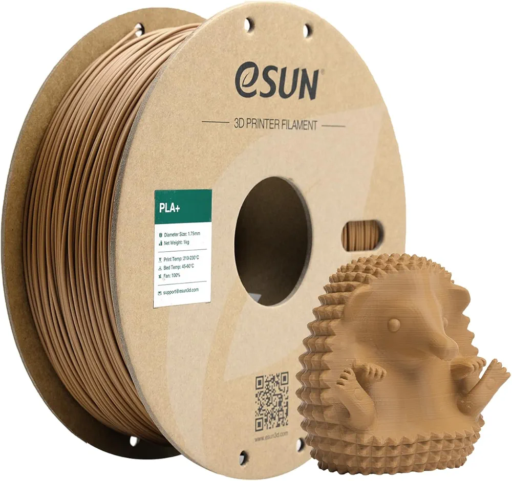 eSUN PLA+ Filament 1.75mm, 3D Printer Filament PLA Plus, Dimensional Accuracy +/- 0.03mm, 1KG Spool (2.2 LBS) 3D Printing Filament for 3D Printers, Light Brown