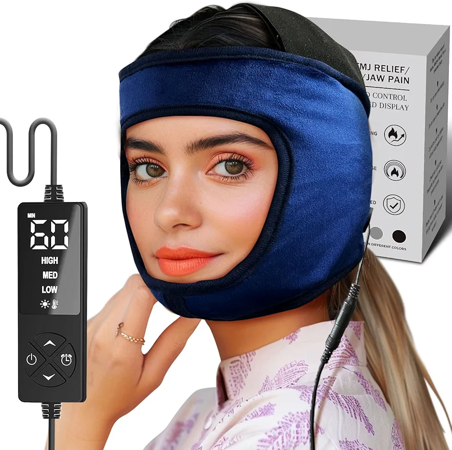 Electric Jaw Heating Pad for TMJ, Moist Heat Face Heating Pad with 3 Temp Settings and Auto Off, Hot Therapy for Chin Cheek Temple Pain Tension Headache Relief