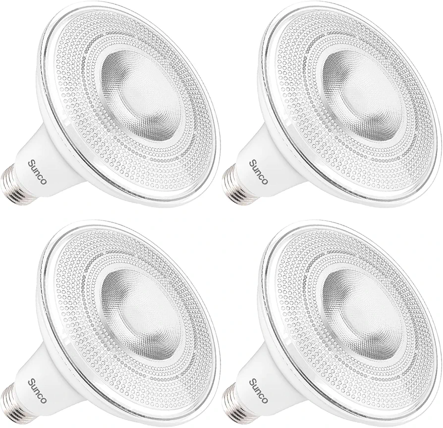 Sunco Lighting Outdoor LED Flood Light, Waterproof PAR38 Dusk to Dawn Bulb, 1250 LM, 120W Equivalent 15W, Exterior, Wet-Rated, 4000K Cool White, E26 Base, UL (Pack of 4)