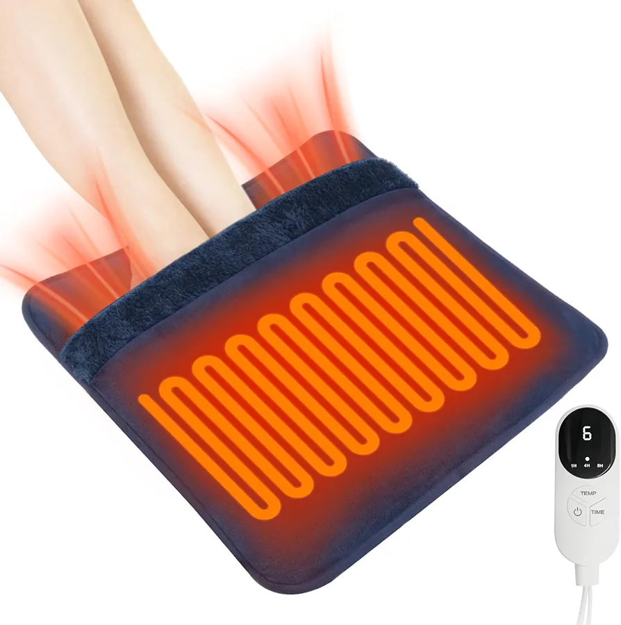 Heated Electric Pad for Foot,Double-Sided Heating,6 Fast Heating Settings 3 Timers,10 ft Cord Electric Fast Heat Pad with Heat Settings Under Desk,Bed,Office,Home