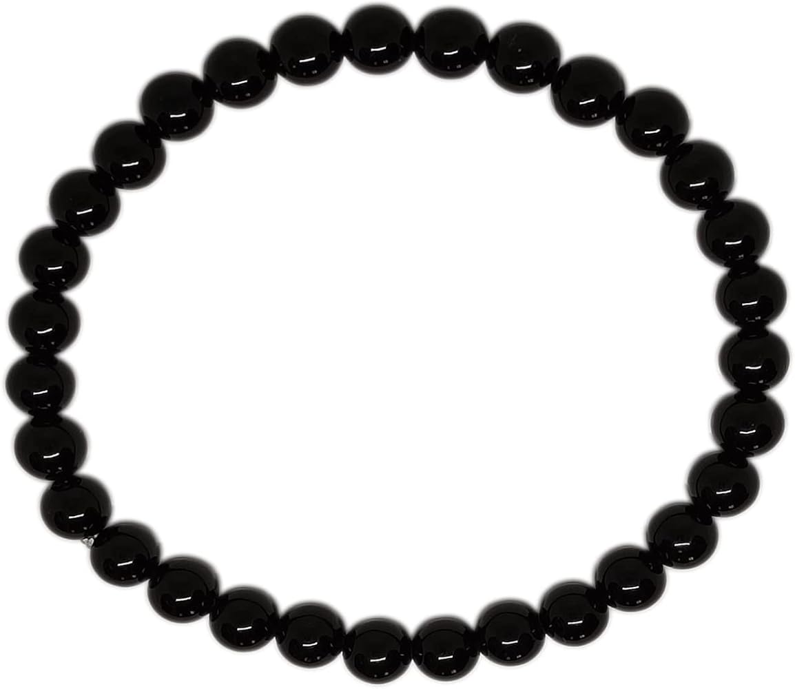 ROSTIVO Natural Black Obsidian Bracelet Beaded Bracelets for Men and Women Stretch Bracelet 6mm Crystal Feng Shui Bracelet
