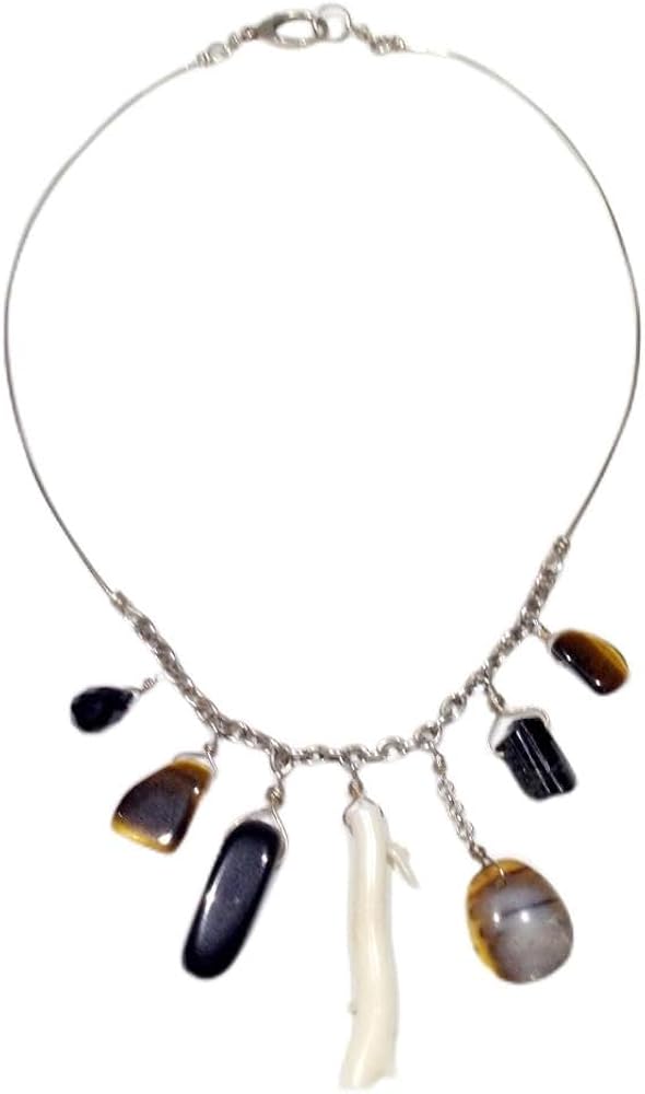 Between Spirit & Stone Necklace with 7 Pendants Semi Precious Gemstones