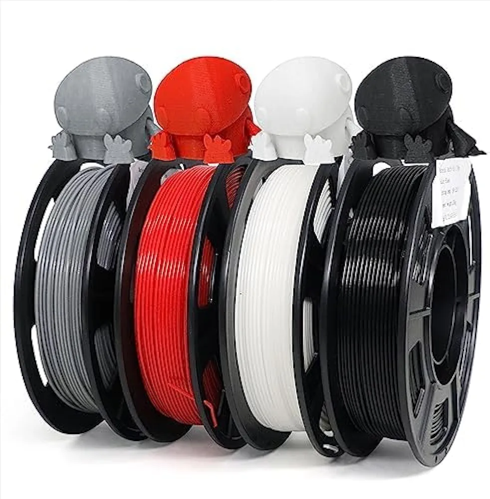 YOUSU PLA Plus (PLA+) Filament 1.75mm Bundle 4x250g, 4 Pack PLA Pro Sample 3D Printer Filament, 3D Printing Multi Pack Filament Dimensional Accuracy +/- 0.02mm(2.2lbs),Black/White/Gray/Red