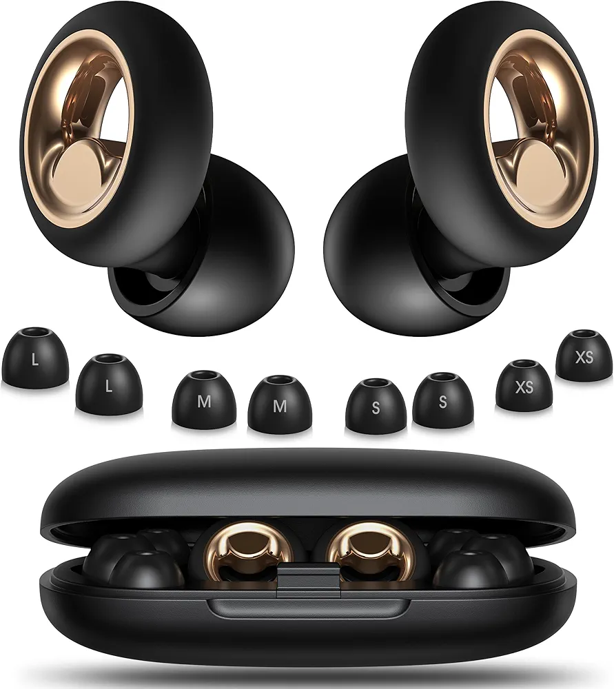 Ear Plugs for Sleeping Noise Cancelling, Soft Ear Plugs for Concert, 45dB Reusable Ear Plugs for Noise Reduction with 8 Ear Tips, Silicone Hearing Protection Earplugs for Sleep, Work (Black)