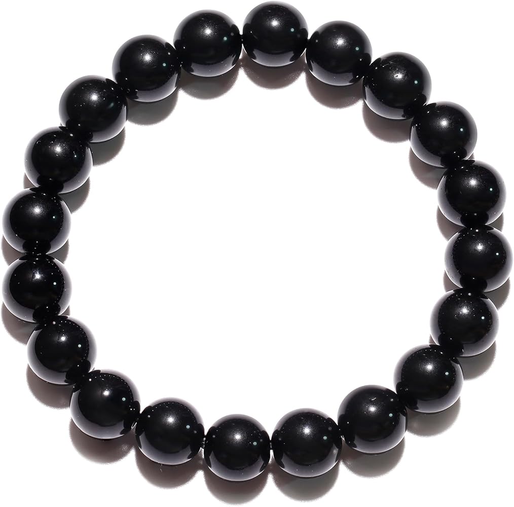 Gem Semi Precious Gemstone Beaded Bracelets Spiritual Crystals Unisex Stretch Bracelets for Women and Men 10mm Round Beads