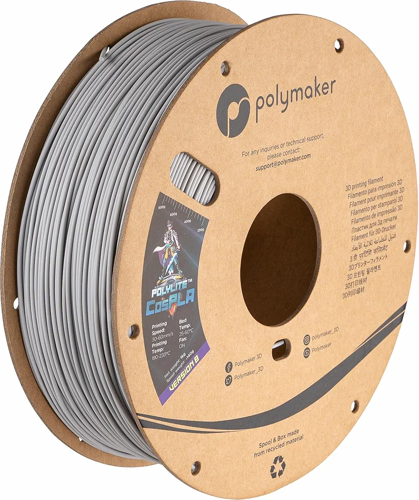 Polymaker Easy to Sand & Paint PLA Filament 1.75mm CosPLA (Version B), 1kg PLA 3D Printer Filament 1.75 - PolyLite 1.75 PLA Filament Easy Sanding for Cosplay, Dimensional Accuracy +/- 0.03mm