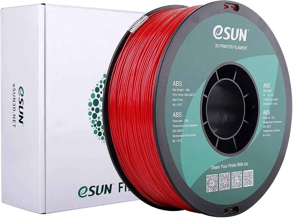 eSUN ABS+ Filament 1.75mm, 3D Printer Filament ABS Plus, Dimensional Accuracy +/- 0.05mm, 1KG Spool (2.2 LBS) 3D Printing Filament for 3D Printers, Fire Engine Red