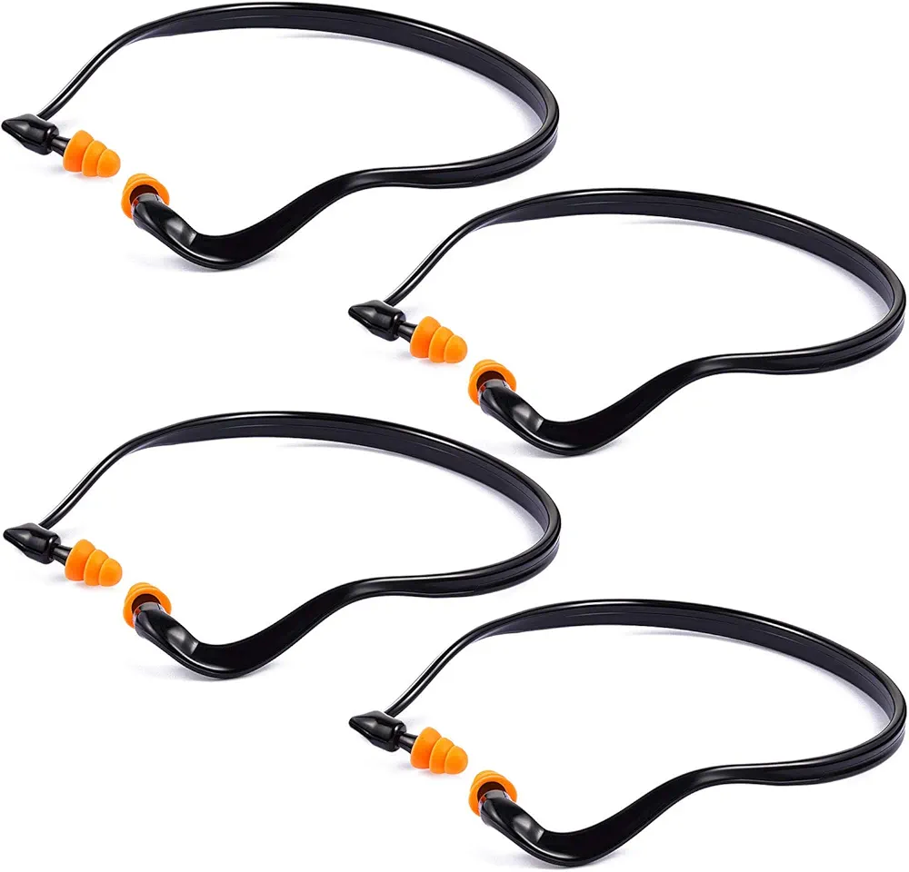 Banded Earplugs for Shooting Range Band Ear Plugs Lightweight Silicone Earplugs for Hearing Protection, Noise Reduction, Work, Construction, Sleeping, Concerts, Motor Sports Racing (4 Pieces)