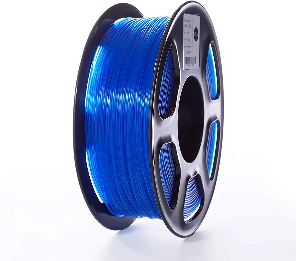 3D Printer Filament, Transparent Series Color PLA Filament 1.75mm, Dimensional Accuracy +/- 0.02mm, 1KG Spool for 3D Printer and 3D Pen (Transparent-Blue)
