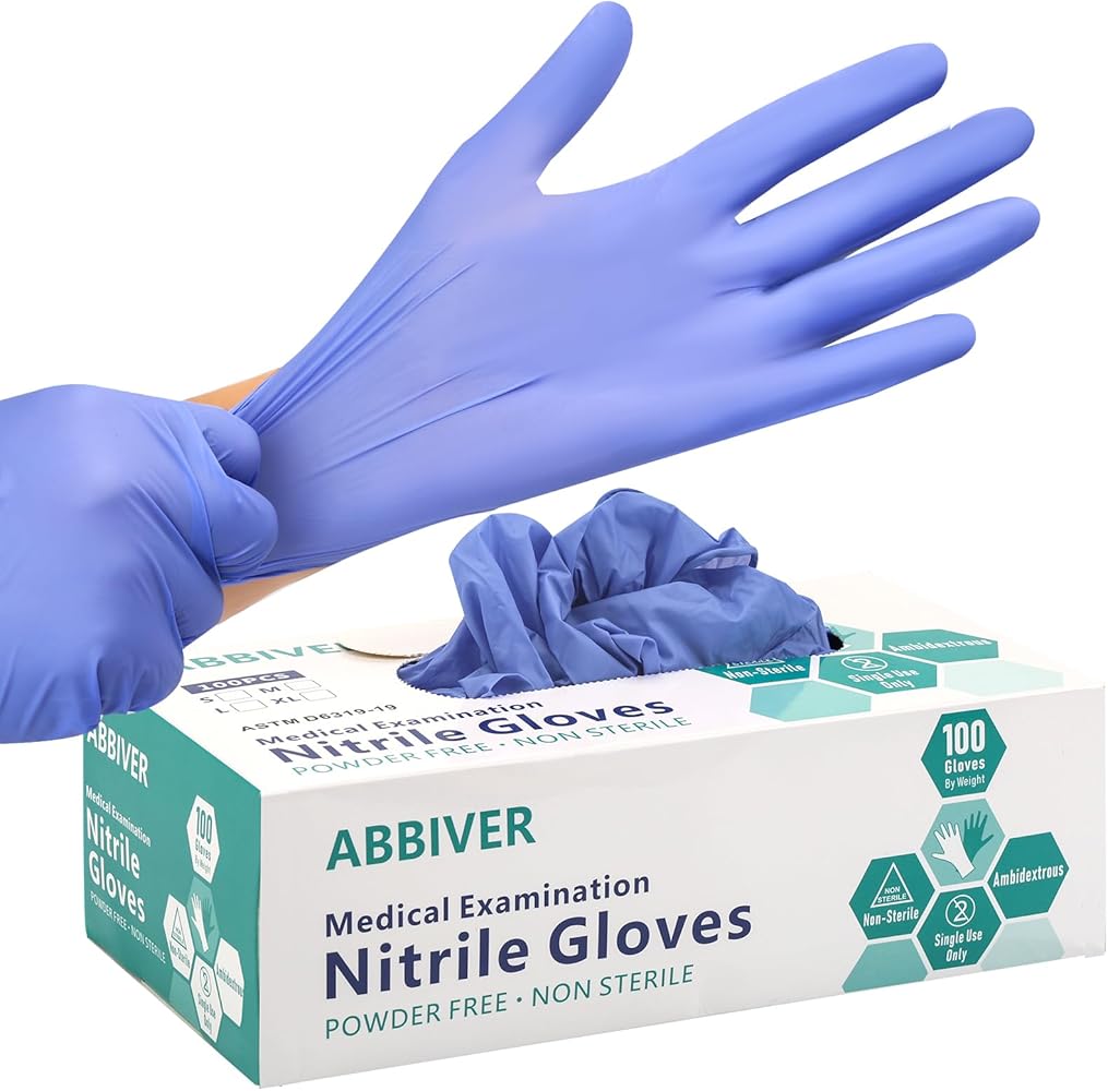 Powder Free Disposable Gloves -100 Pack 3.6Mil- Purple Vinyl Medical Exam Gloves Food Gloves(S/M/L/XL)