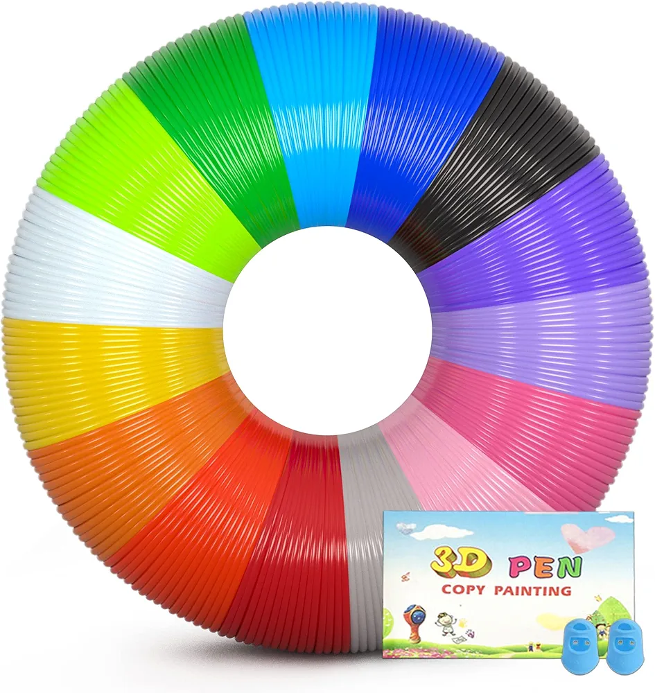 3D Pen Filament Refills 15 Colors, 16 ft per Color Total 240 ft, 1.75 mm PLA Compatible with SCRIB3D MYNT3D 3D Pen Comes with 2 Finger Caps & 3D Pen Template Book [3D Pen NOT Include]