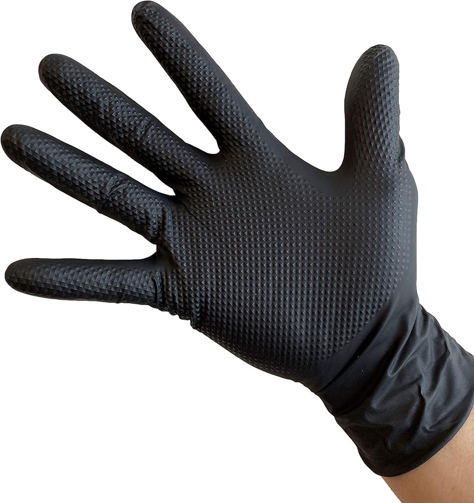 KingSeal UltraBlack-3D Nitrile Exam Gloves, Medical Grade, 6 MIL, Diamond-Texture Grip, Various Sizes and Packs (100 Count)