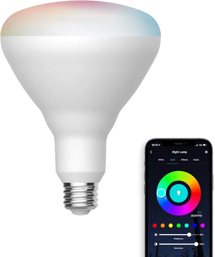 Satco S11284 Starfish WiFi-Control BR40 LED Color-Changing and Tunable White Smart Light Bulb, 12 Watts, 2700K-5000K