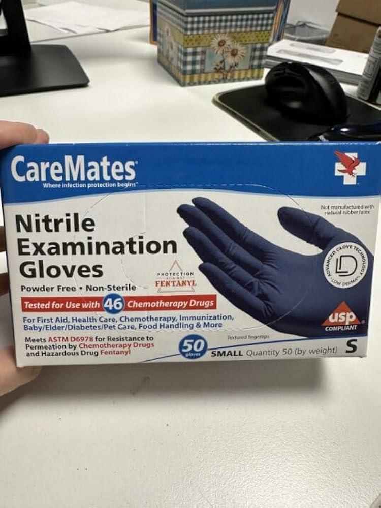Nitrile Exam Gloves, Latex Free Rubber, Powder Free, Extra Strong, 4 Mil Thick, Certified for Home Infusion, First Aid, Food Safe, Cleaning Gloves, Small, 150-Count