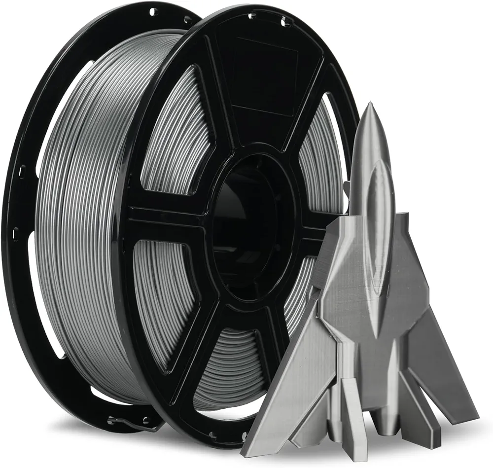 FLASHFORGE Rapid PETG Filament 1.75mm Metallic Silver, Max 600mm/s High Speed Printing, 3D Printer Filament 1kg Spool, Dimensional Accuracy +/- 0.02mm, Fits Most 3D Printers