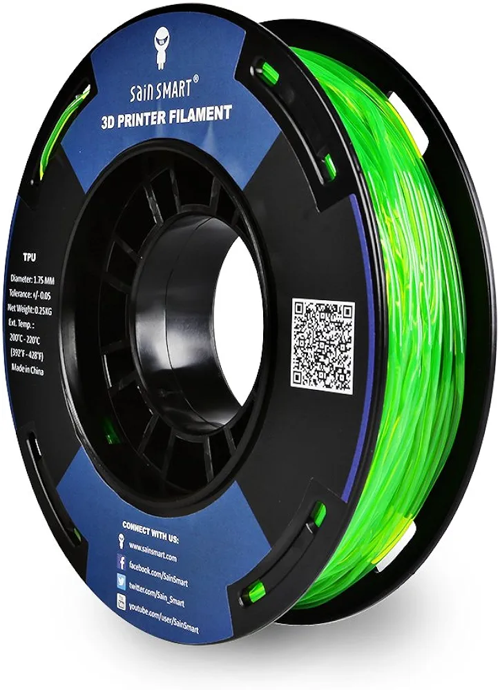 SainSmart - TPU-GRN-0.25KG1.75 SAINSMART 1.75mm 250g Flexible TPU 3D Printing Filament, Dimensional Accuracy +/- 0.05 mm (Green)