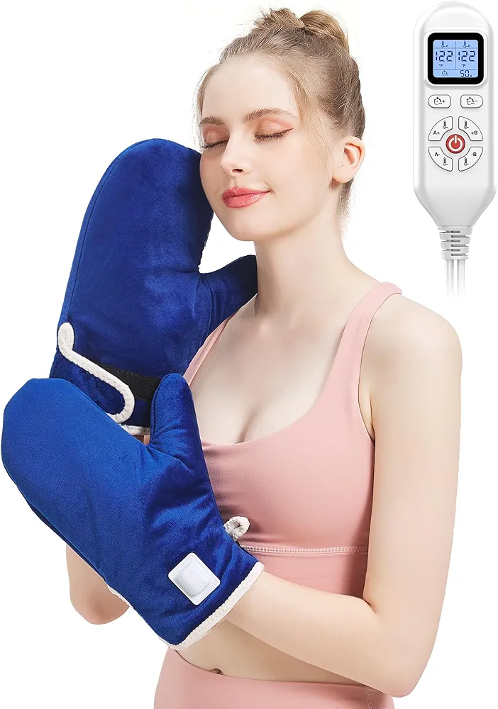 Heated Gloves for Arthritis Hands - Electric Heating Mittens 30s Fast Heat Therapy for Carpal Tunnel Pain Relief - Hand Heating Pad Treatment Wrist Fingers 10-90Min Auto Shut Off & 86℉-158℉ Temp