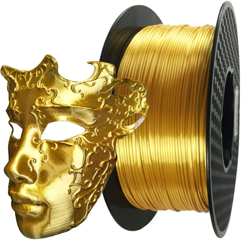 3D Printer Silk Gold PLA Filament 1.75mm 1KG 2.2LBS Spool 3D Printing Silky Shine PLA Materials Golden Color HZST3D