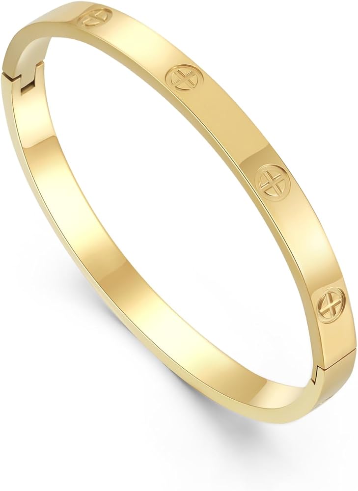 Friendship Bracelet Love Bangle for Women 18K Gold Plated Titanium Steel Cuff Bangle Trendy Simple Jewelry Gift