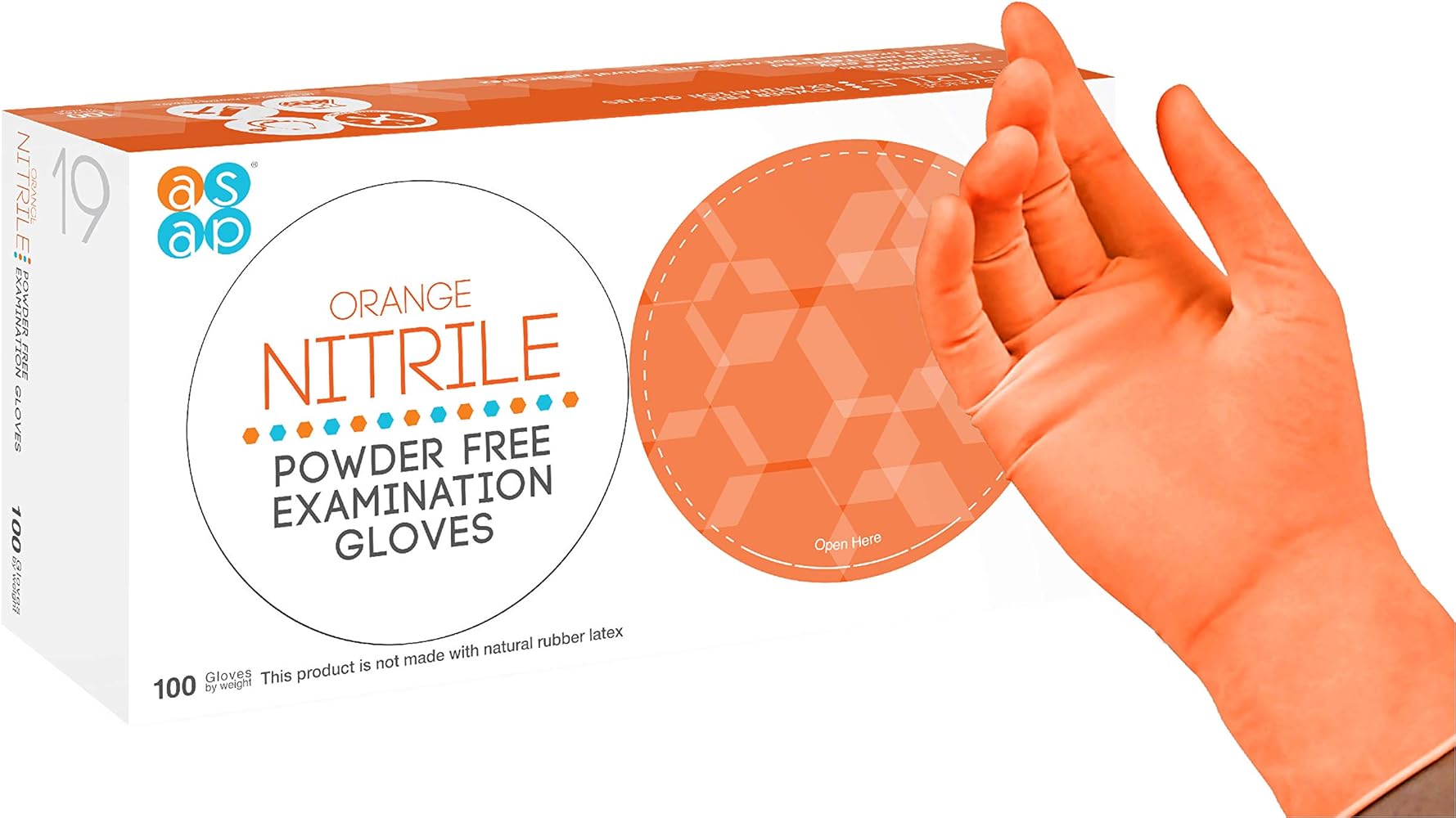 ASAP Orange Nitrile Gloves - Powder and Latex Free Disposable Gloves, Exam Gloves, Food Safe Gloves - 4 Mil