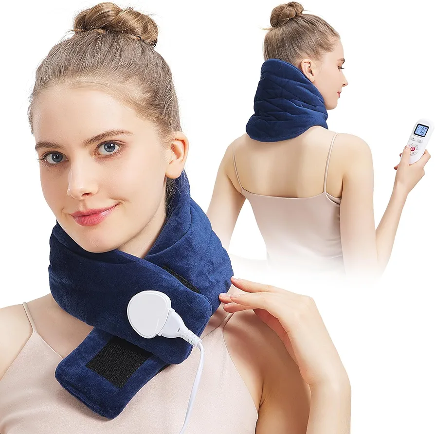 Neck Heating Pad for Neck Pain Relief - 30"×8" Heated Neck Wrap Warmer for Soreness Stiffness Cervical Spondylosis - 86-158℉ Fast Heat Pack 0-90min Auto Shut-Off