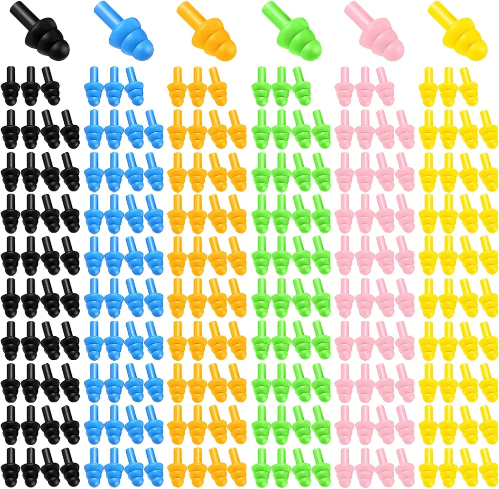 240Pairs Silicone Ear Plugs Earplugs for Sleeping Noise Cancelling,for Sleeping Noise Swimming Hearing Protection Earplugs Shooting Construction Hunting Music Concerts(Color Mixing,reusable)