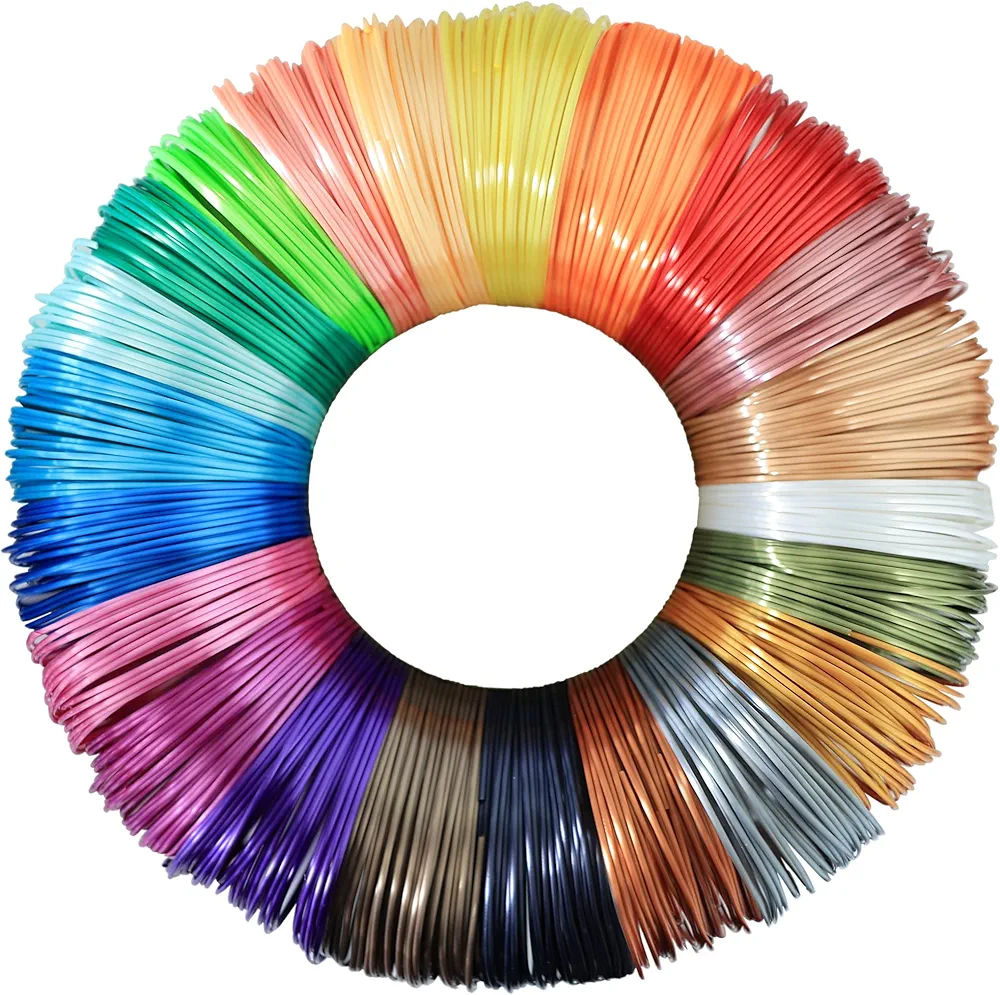 22 Colors 1.75mm Silk Shiny PLA 3D Filament Refill, Each Color 4M, Total 88m Silk Luster PLA Printing Filament Sample Pack, Widely Support for All 1.75mm 3D Printer/3D Pen on Market