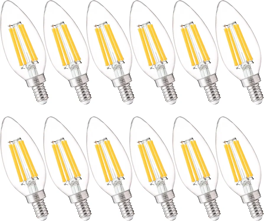 FLSNT 100W Equivalent Candelabra LED Bulbs 5000K Daylight, Dimmable LED Chandelier Light Bulbs for Dining Room, Living Room, Porch, 800LM, E12 Base, 12 Pack