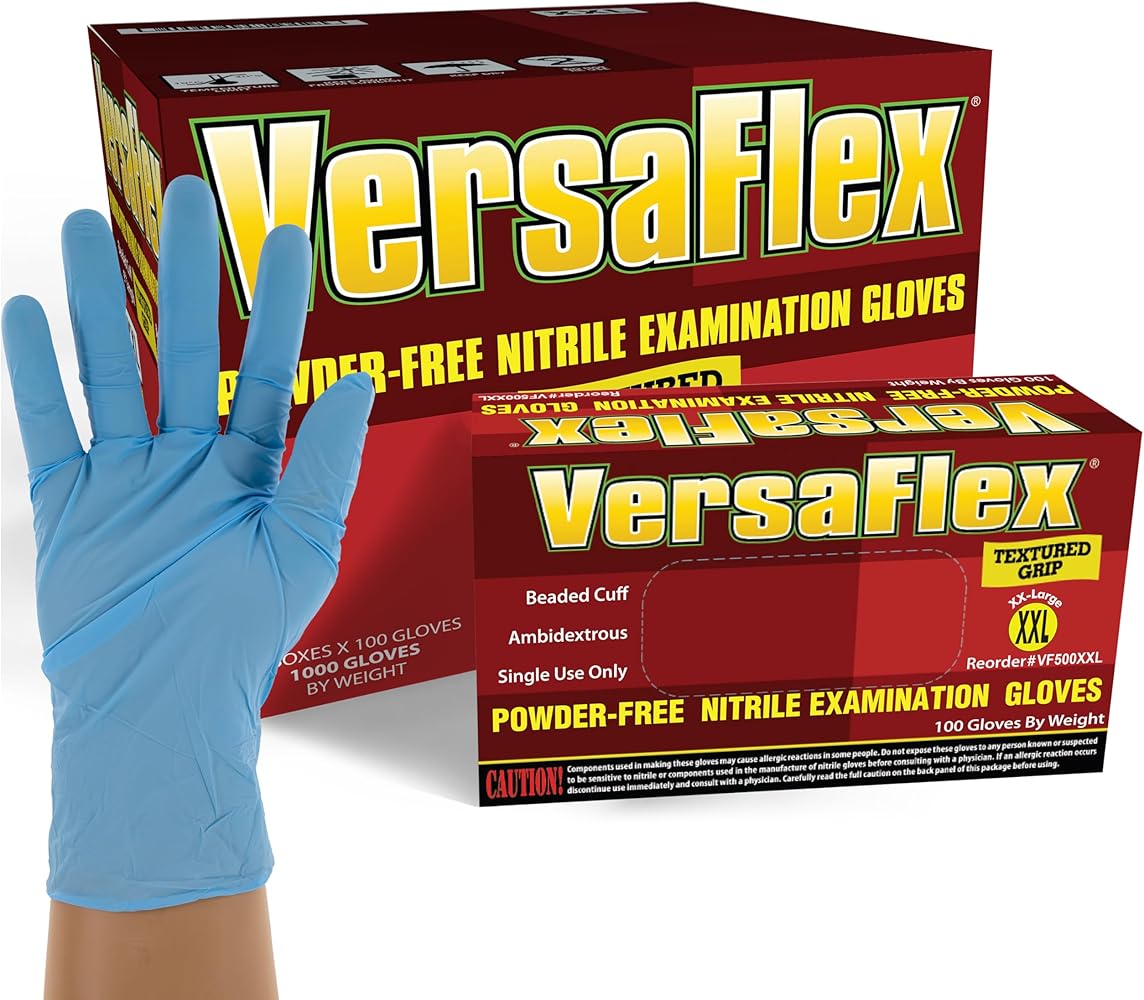 Nitrile Exam Gloves, Disposable, Powder Free, Latex Free, Textured, Case of 1000