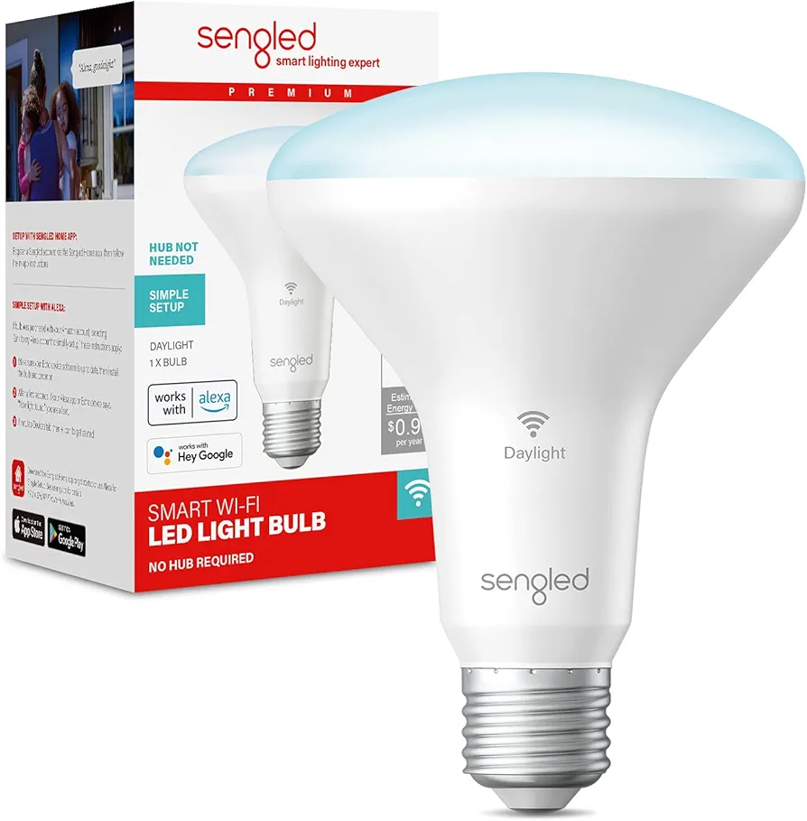 Sengled Smart Bulbs, WiFi Smart Flood Lights, Updated FFS BR30 Smart LED Bulb, Smart Bulbs That Works with Alexa and Google,5000K Daylight, 60W Equivalent, 2.4Ghz WiFi Only, No Hub Required, 1 Pack