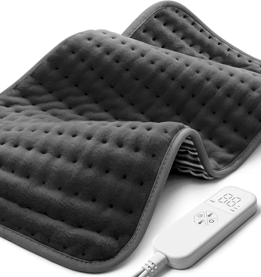 Heating Pad for Back, Neck and Shoulder Pain Relief, Electric Heat Pads for Cramps with 6 Heat Settings, Auto Shut-Off, Moist Dry Heat Options, Machine Washable, 12" x 24", Gifts for Women Men