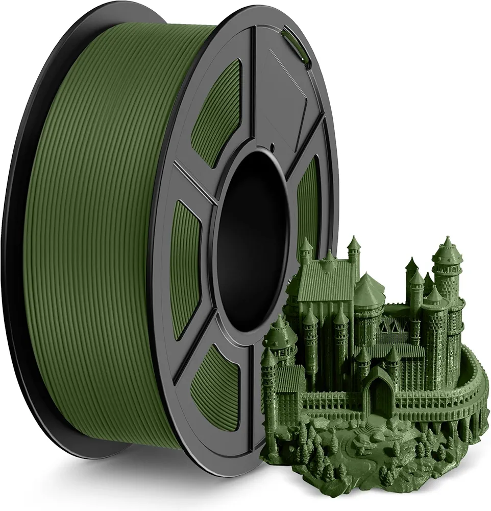 SUNLU PLA 3D Printer Filament, No String PLA Filament 1.75mm, Neatly Wound AntiString PLA 3D Printing Filament, Fast Printing for 3D Printer, Dimensional Accuracy +/- 0.02 mm,1KG,APLA Olive Green