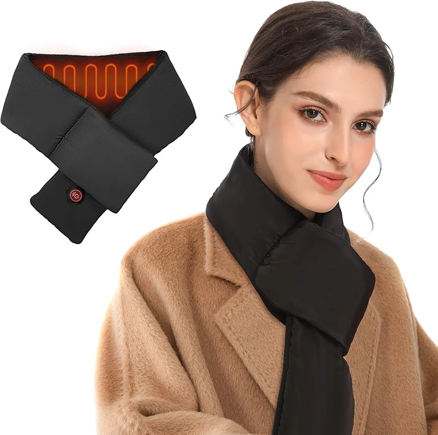 Aroma Season Heated Scarf for Neck Pain Relief, Neck Heating Pad with 5000mAh Rechargeable for Men Women, Electric Heating Pad for Neck Pain Relief and Stiffness (Black)