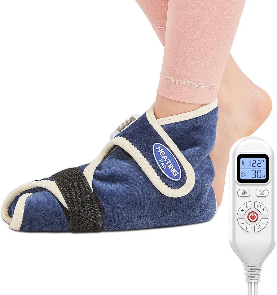 1 Pack Electric Heated Foot Ankle Warmer - Feet Heating Pad Deep-penetrating Heat for Achilles Tendinitis & Plantar Fasciitis - Auto Shut Off & 86-158℉ Foot Brace Women Men
