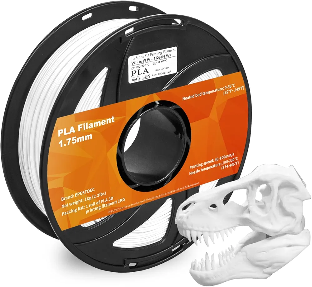 3D Printer Filament, pla Filament 1.75mm,PLA 3D Printer Filament Vacuum Packaging 1kg， Dimensional Accuracy +/- 0.03mm, Fit Most FDM 3D Printers (PLA White 1-Pack)